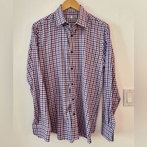 Express Men's Extra Slim Fit Purple and White Plaid Shirt